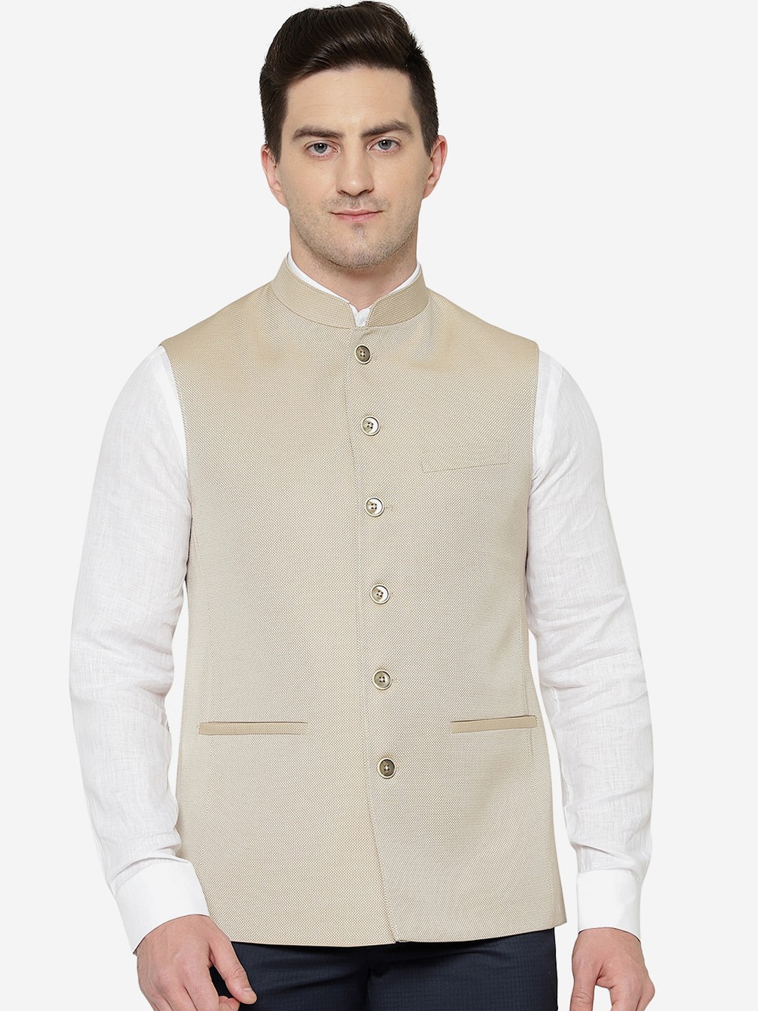 

MODI JACKET Men Cotton Nehru Jacket, Beige