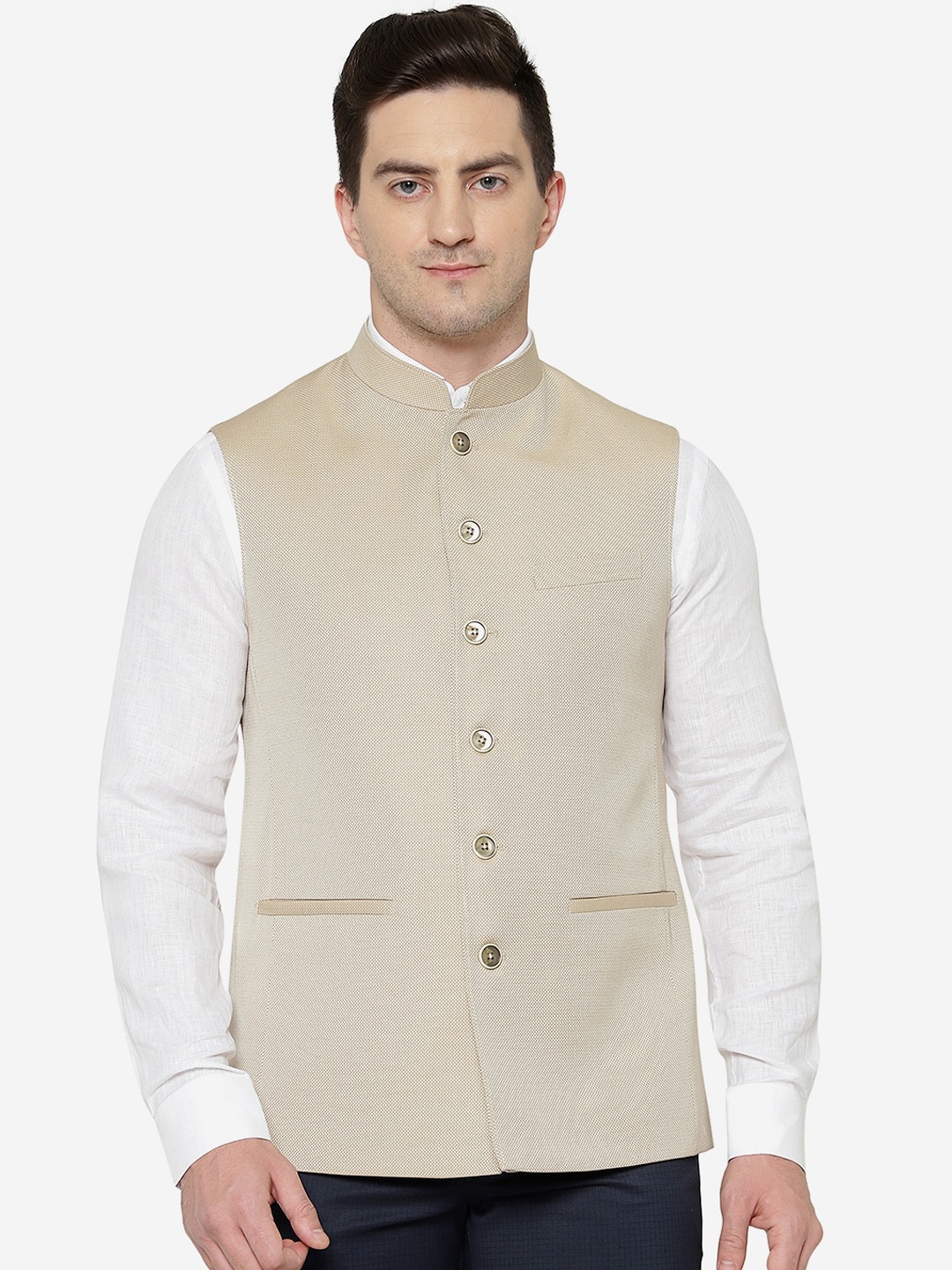 

MODI JACKET Men Cotton Nehru Jacket, Khaki