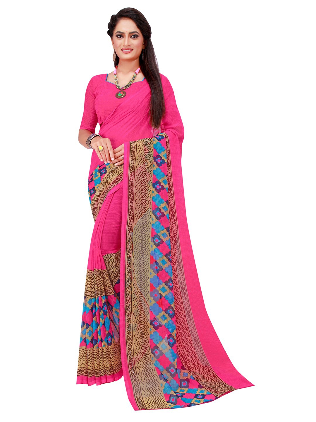 Florence Printed Pure Georgette Saree, Pink