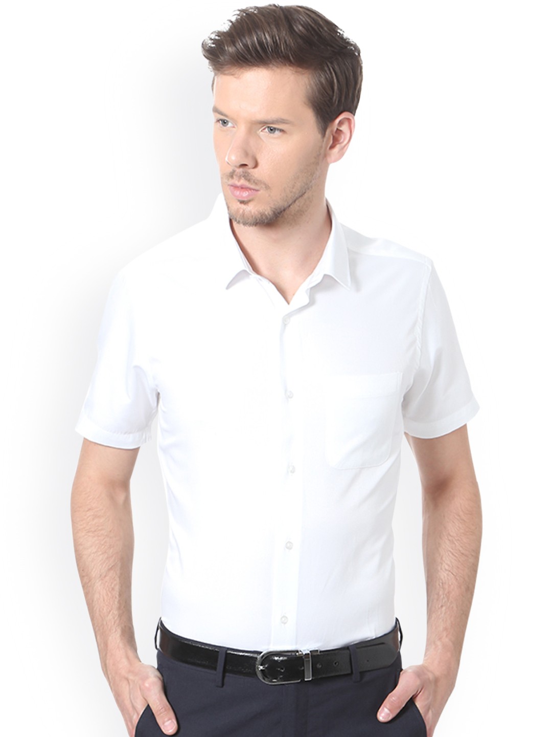 

Peter England Men White Regular Fit Self Design Semiformal Shirt