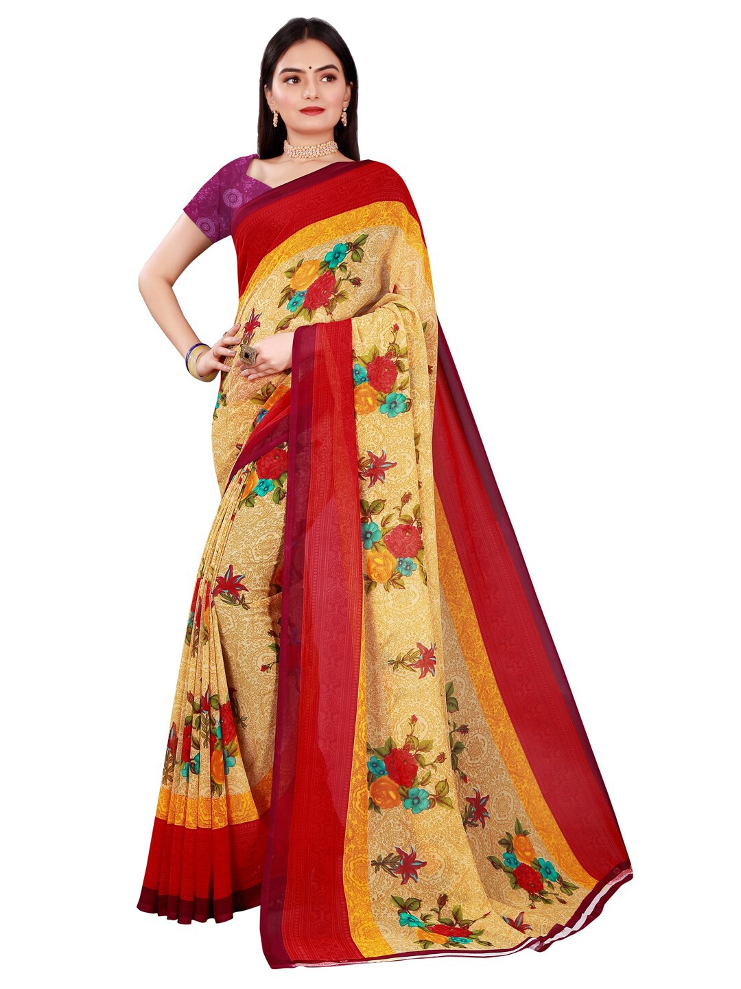 

Florence Floral Pure Georgette Saree, Beige
