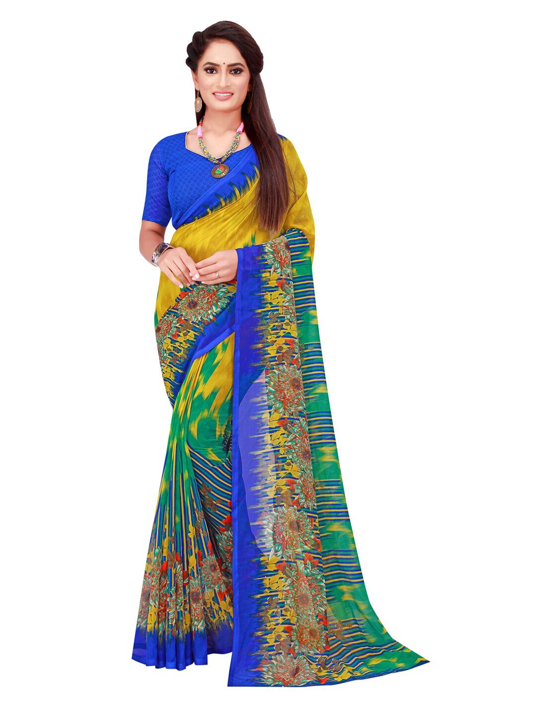 

Florence Floral Pure Georgette Saree, Green