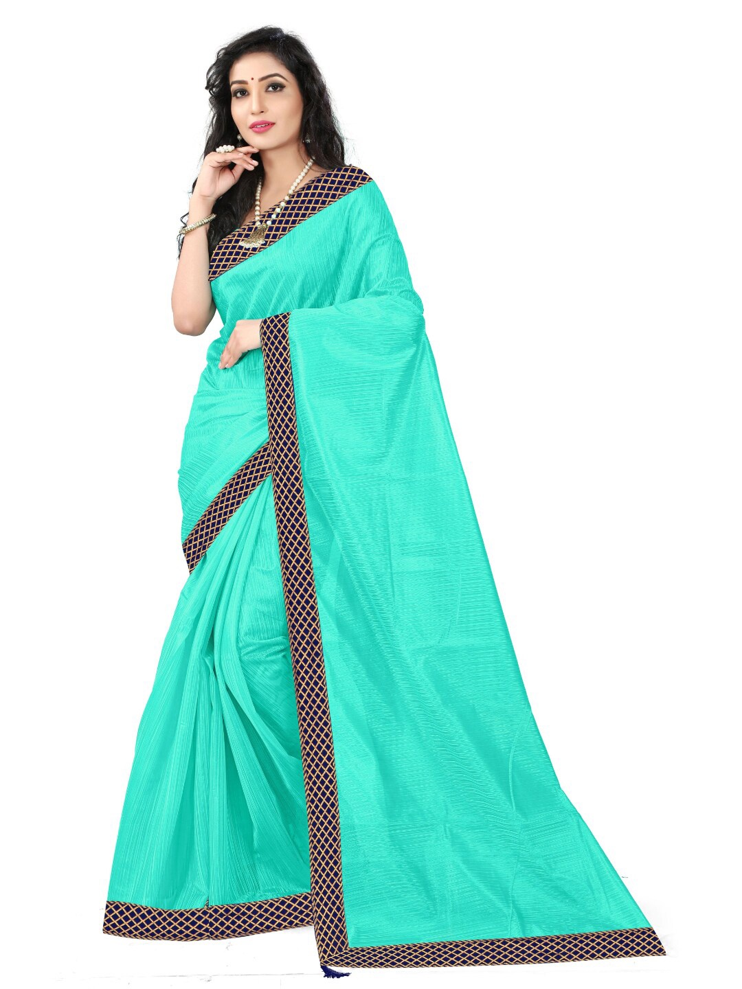 

Florence Solid Art Silk Saree, Sea green