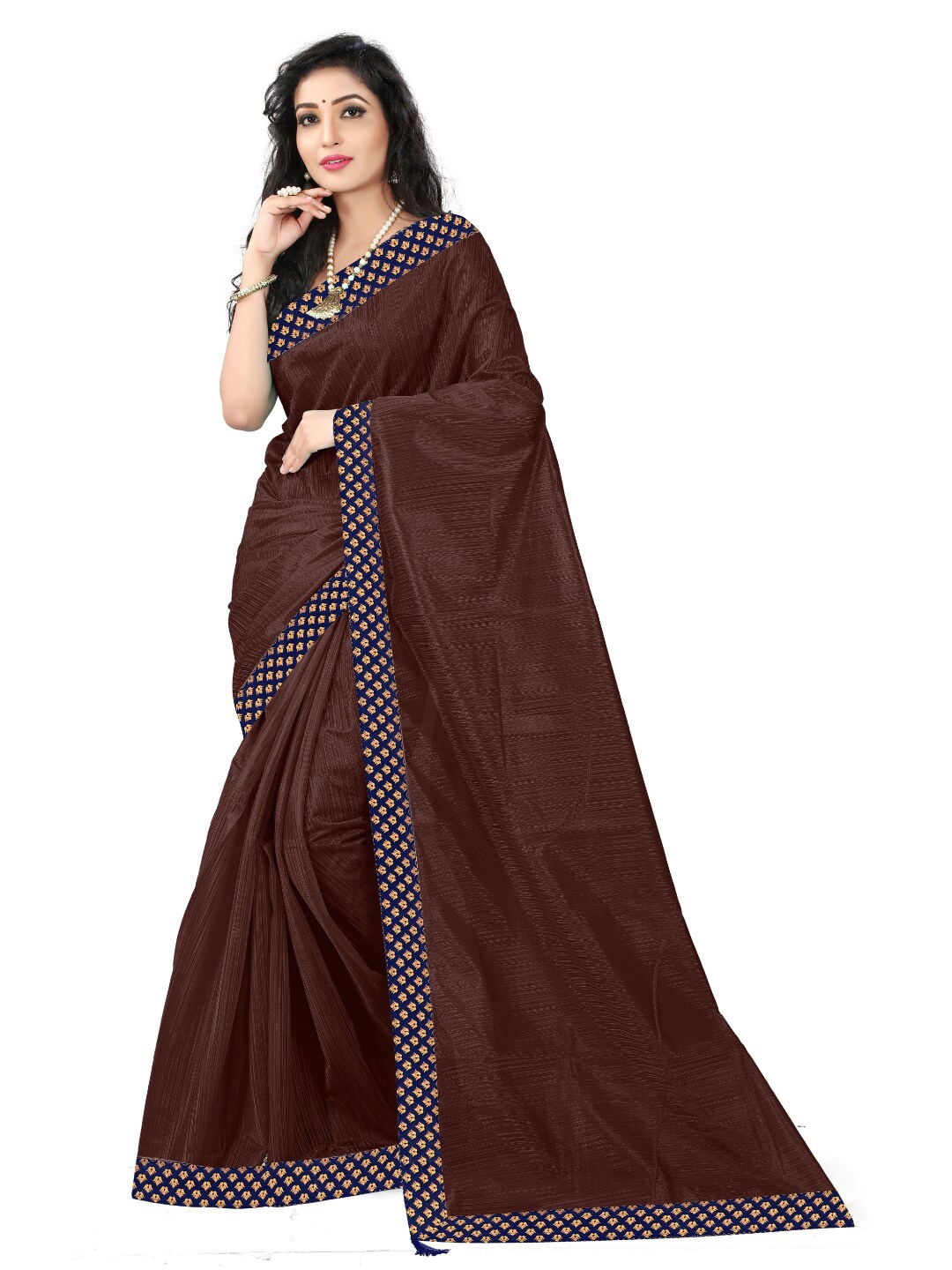 

Florence Solid Art Silk Saree, Brown