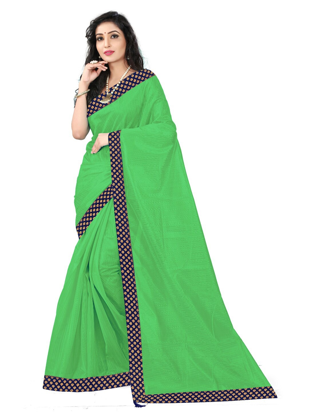 

Florence Solid Art Silk Saree, Lime green