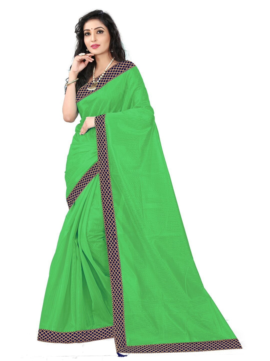 

Florence Solid Art Silk Saree, Lime green