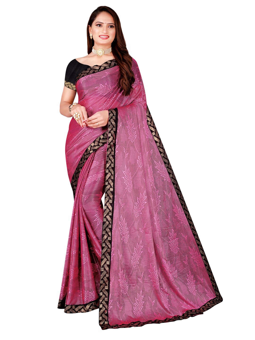 

Florence Floral Printed Art Silk Saree, Pink