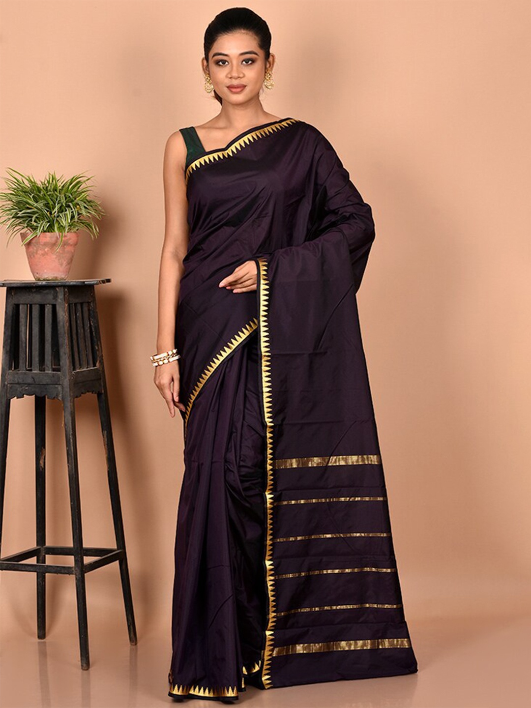 

AllSilks Zari Silk Blend Kanjeevaram Saree, Maroon