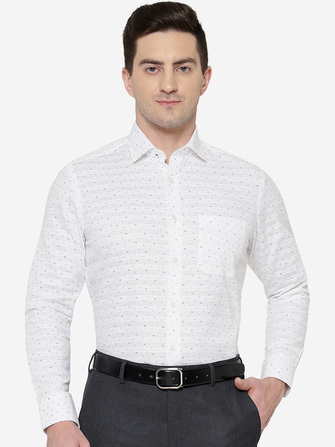 

Greenfibre Men Slim Fit Printed Formal Shirt, White