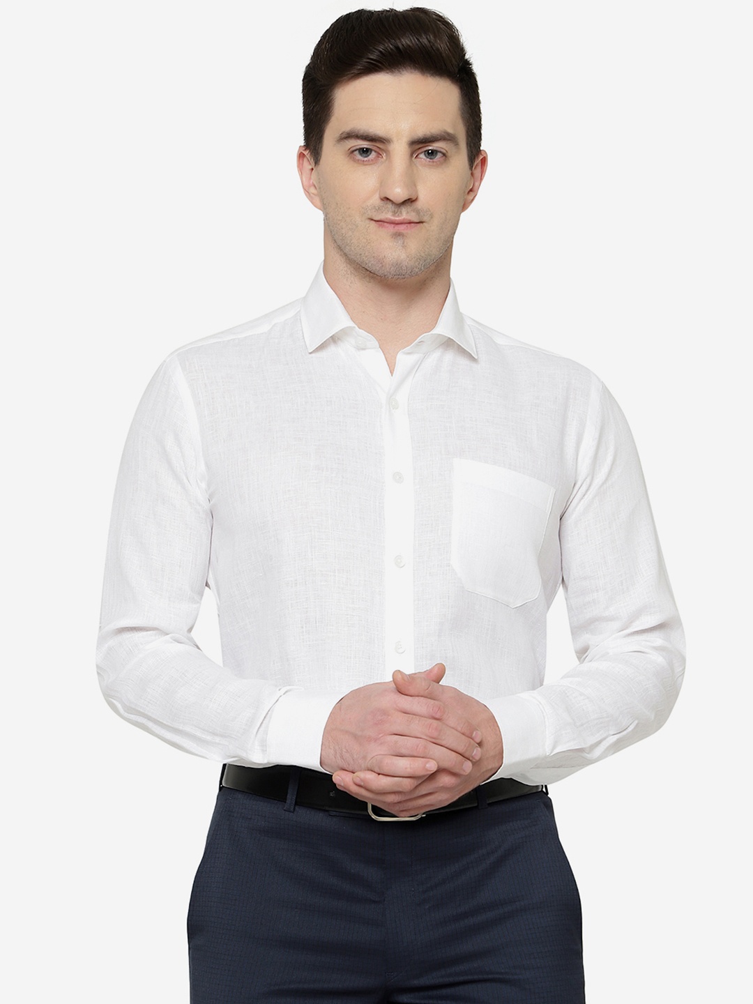 

JADE BLUE Men Formal Cotton Shirt, White
