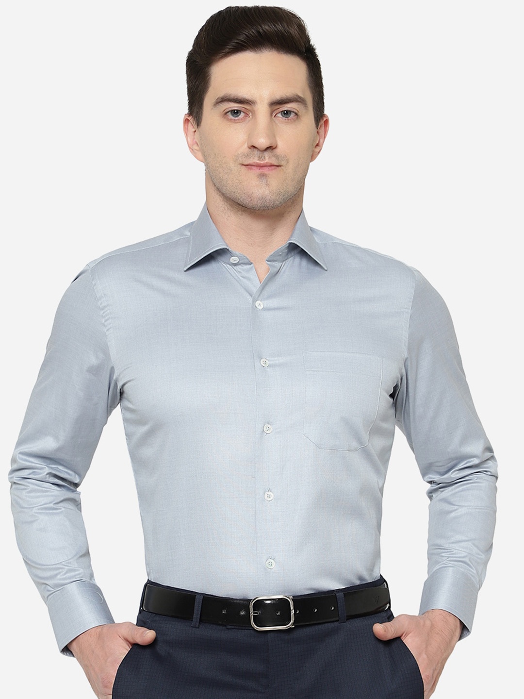 

JADE BLUE Men Slim Fit Cotton Formal Shirt, Grey
