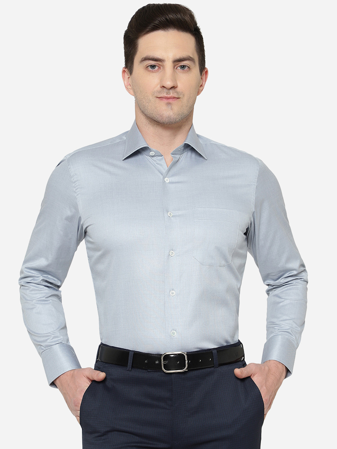 

JADE BLUE Men Slim Fit Cotton Formal Shirt, Grey