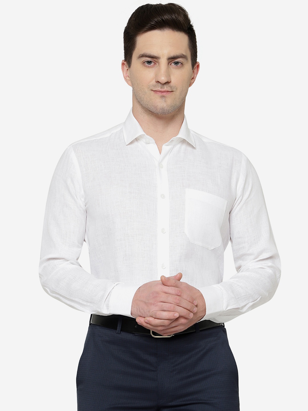 

JADE BLUE Men Cotton Formal Shirt, White