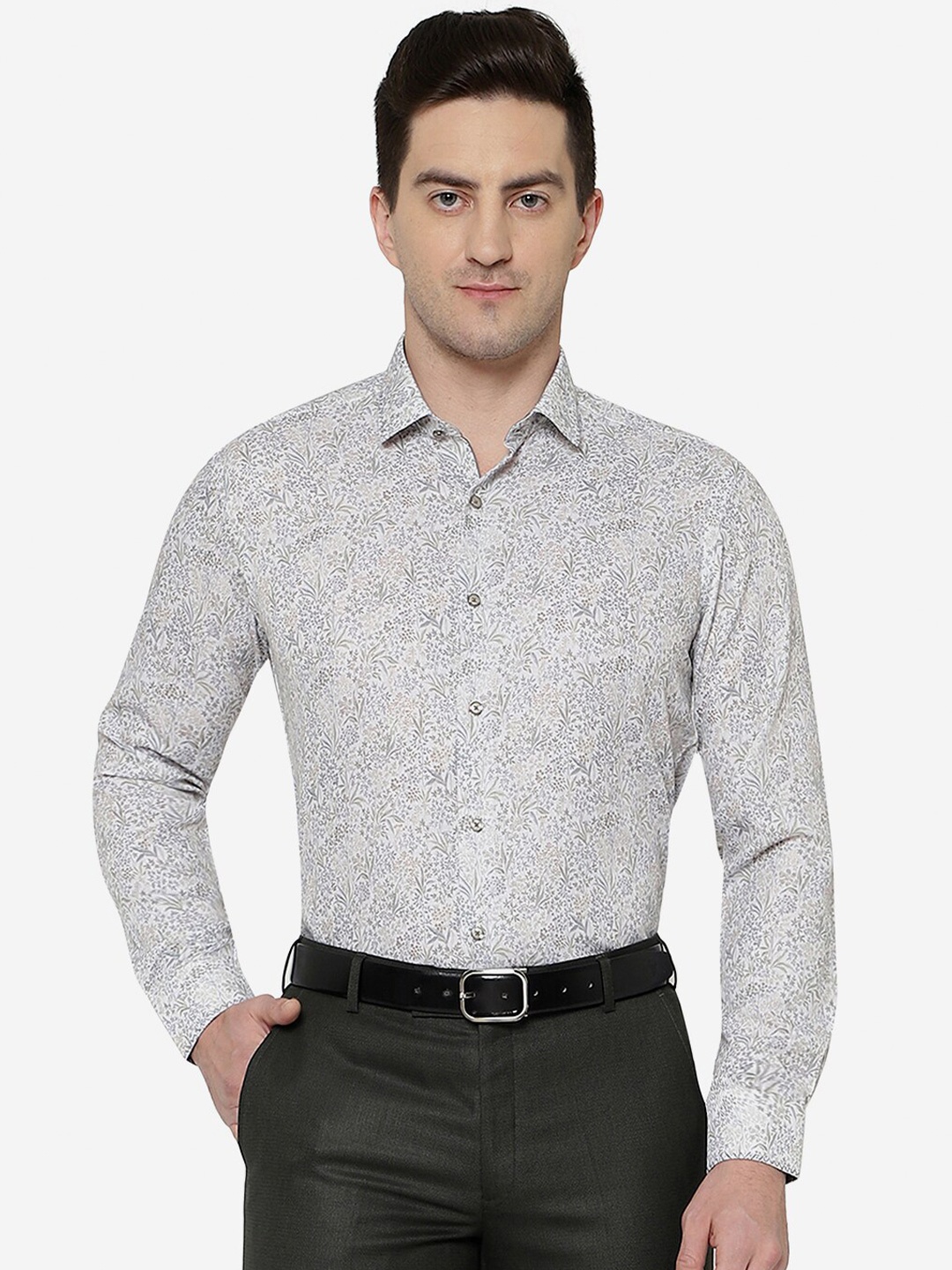 

JB STUDIO Men Slim Fit Floral Cotton Printed Formal Shirt, Grey