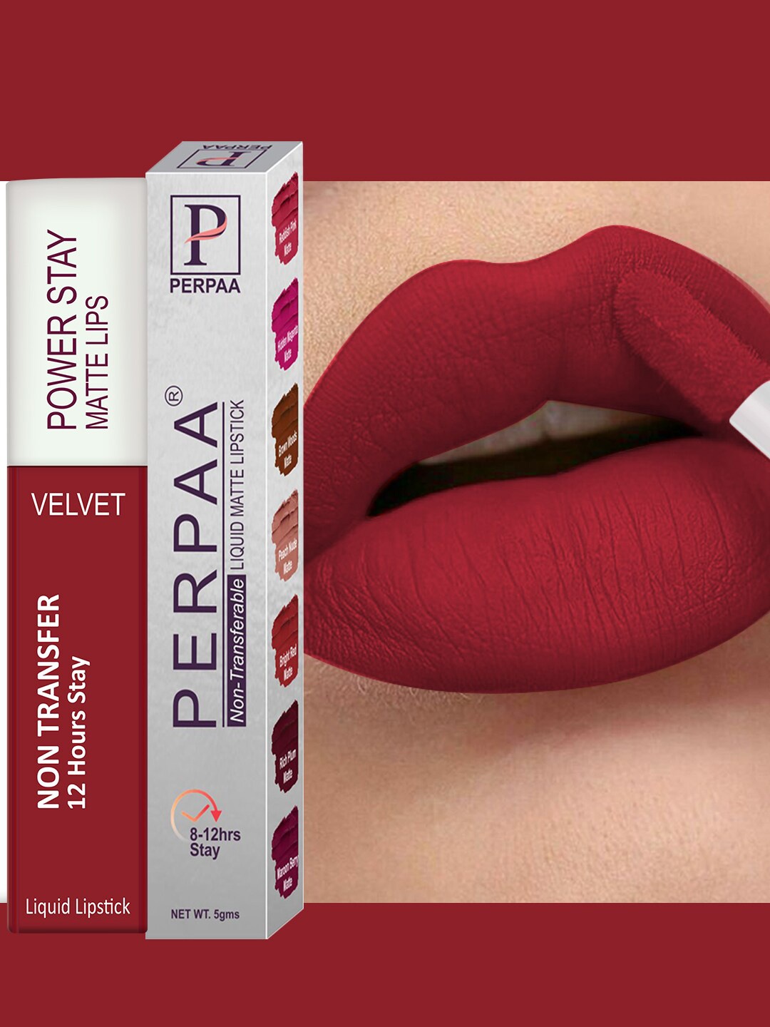 

PERPAA Power Stay Non-Transfer & Long-Lasting Velvet Matte Liquid Lipstick 5 g-Red 22