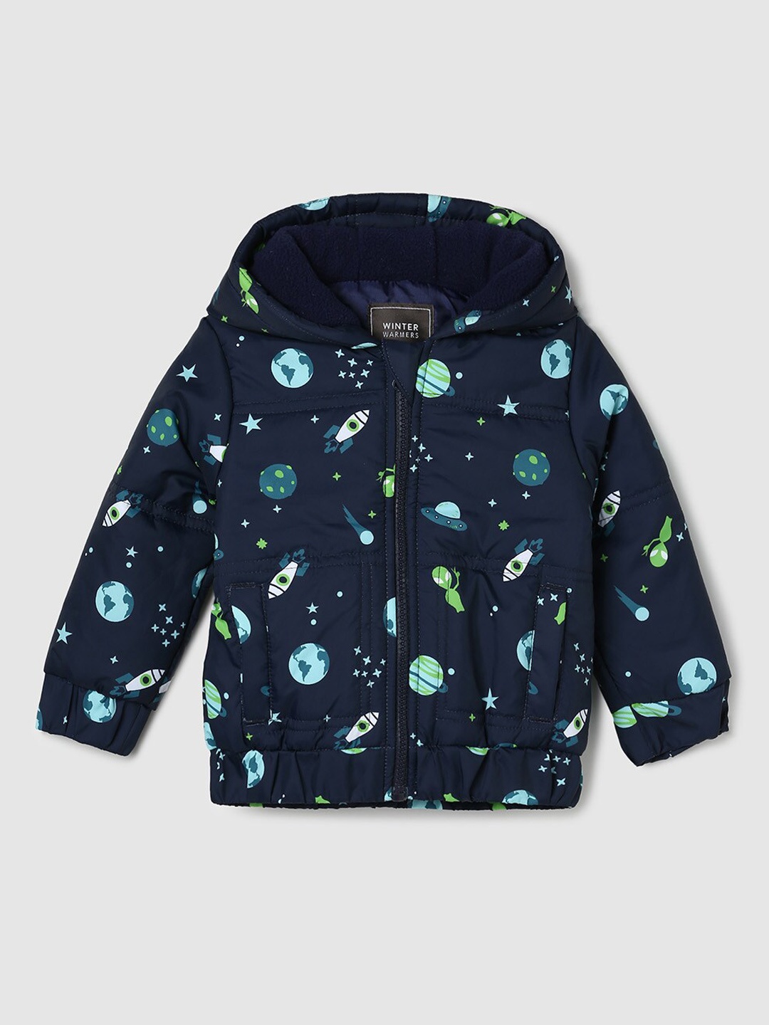 

max Boys Blue Longline Padded Hooded Jacket