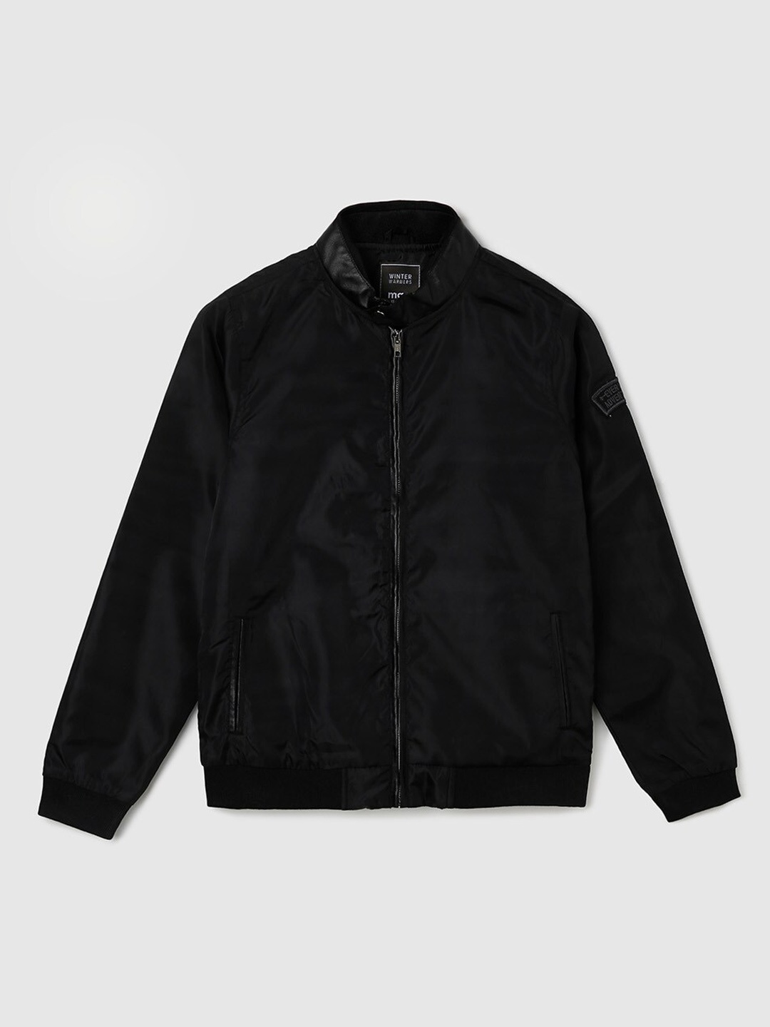 

max Boys Black Checked Bomber Jacket