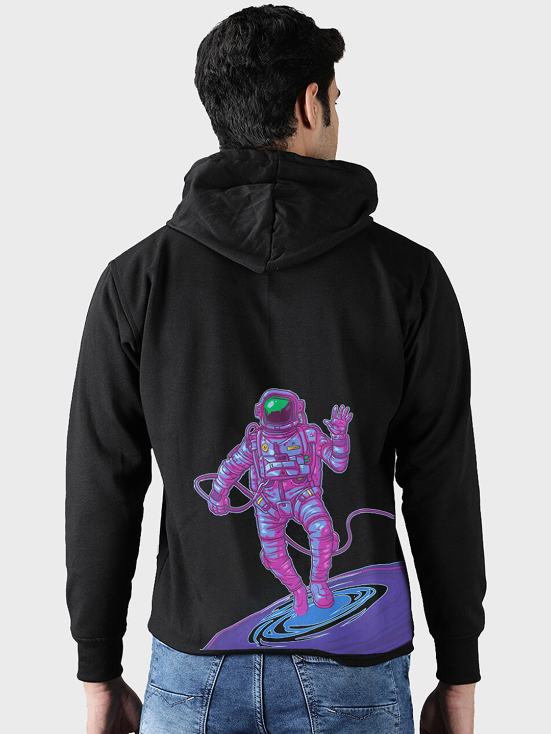

Mad Over Print Men Black Hooded Sweatshirt