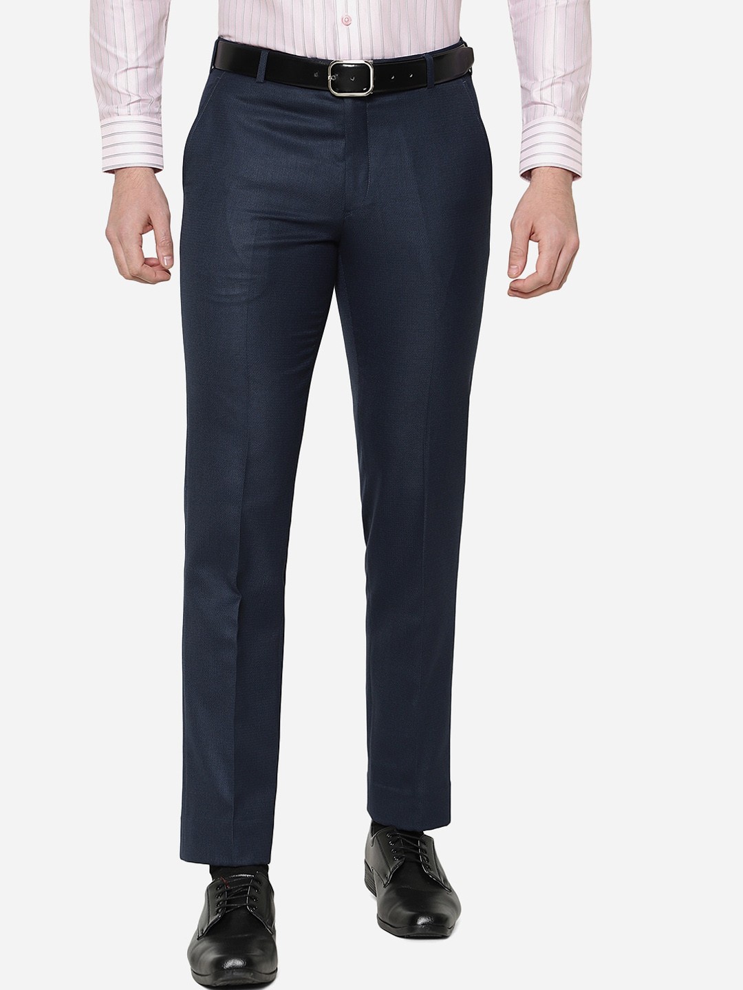 

Greenfibre Men Terry Rayon Slim Fit Formal Trouser, Blue