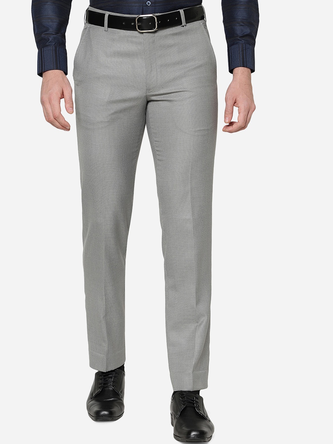 

Greenfibre Men Terry Rayon Slim Fit Formal Trouser, Grey