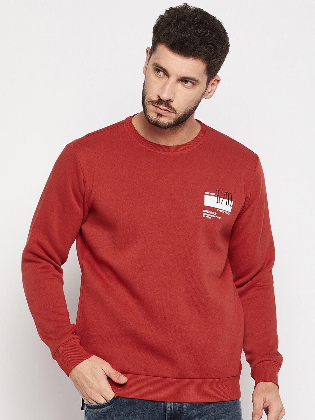 

QUBIC Round Neck Cotton Sweatshirt, Orange