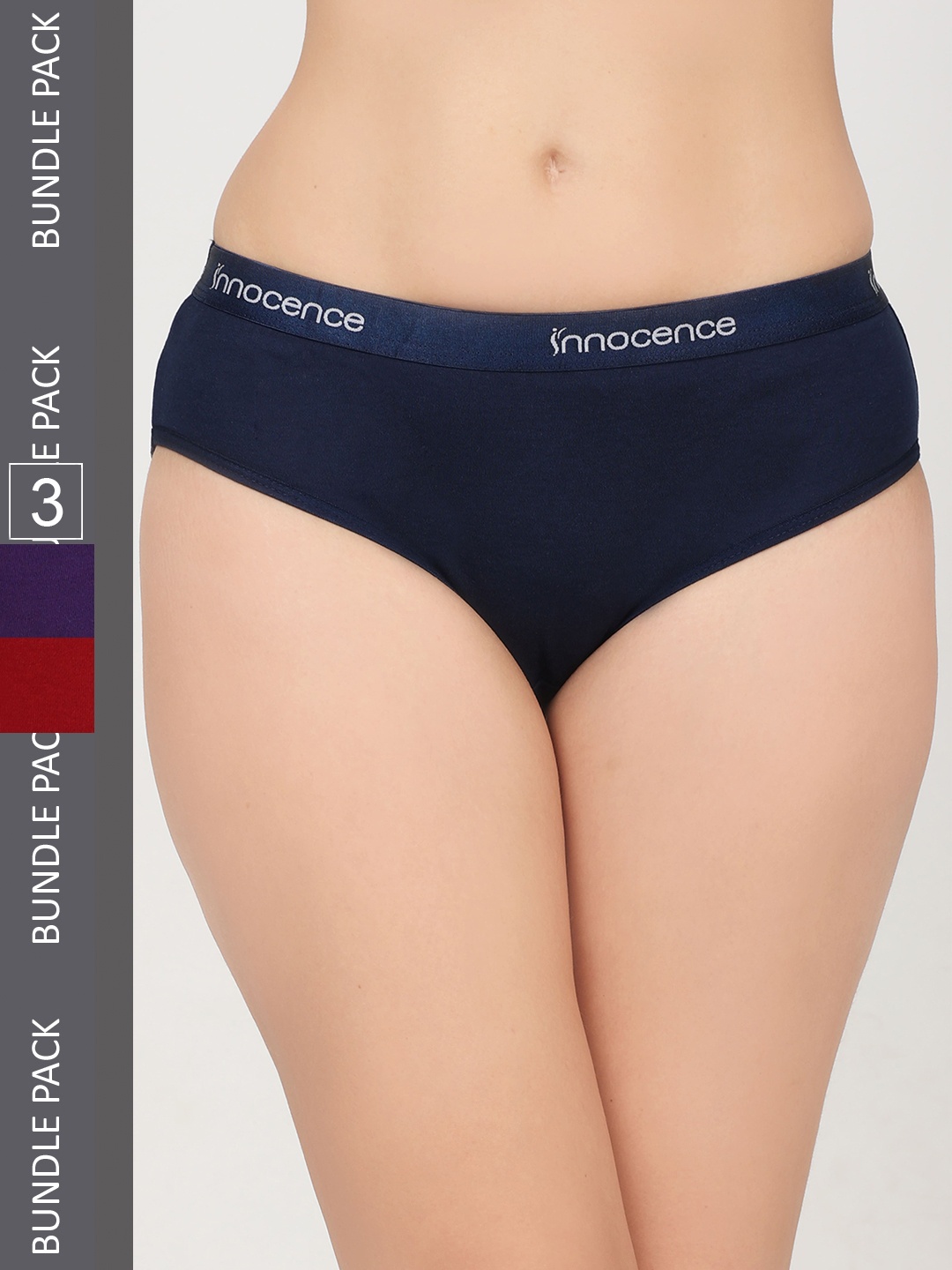 

Innocence Women Pack Of 3 Pure Cotton Hipster Briefs, Maroon
