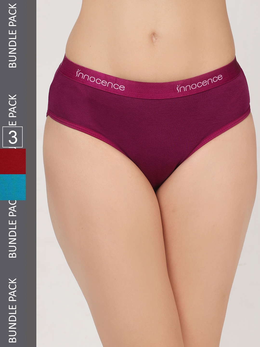 

Innocence Women Pack Of 3 Cotton Hipster Briefs, Maroon