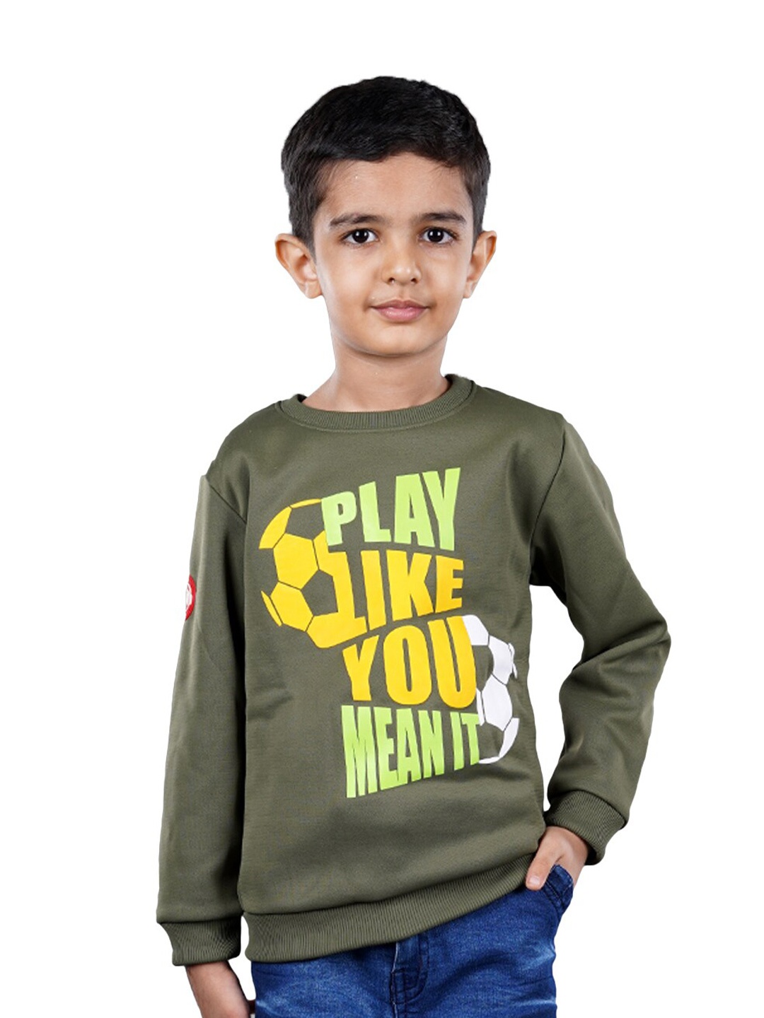 

3PIN Boys Round Neck Printed Sweatshirt, Green