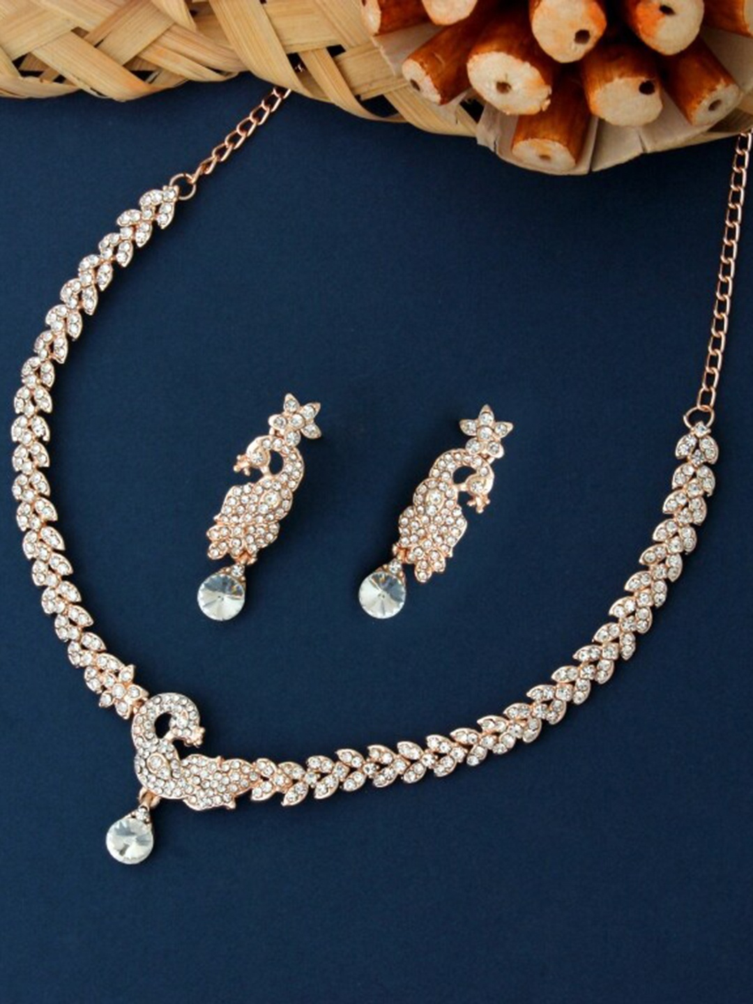 

Atasi International Classy Peacock Design Gold-Plated Crystals-Studded Jewellery Set