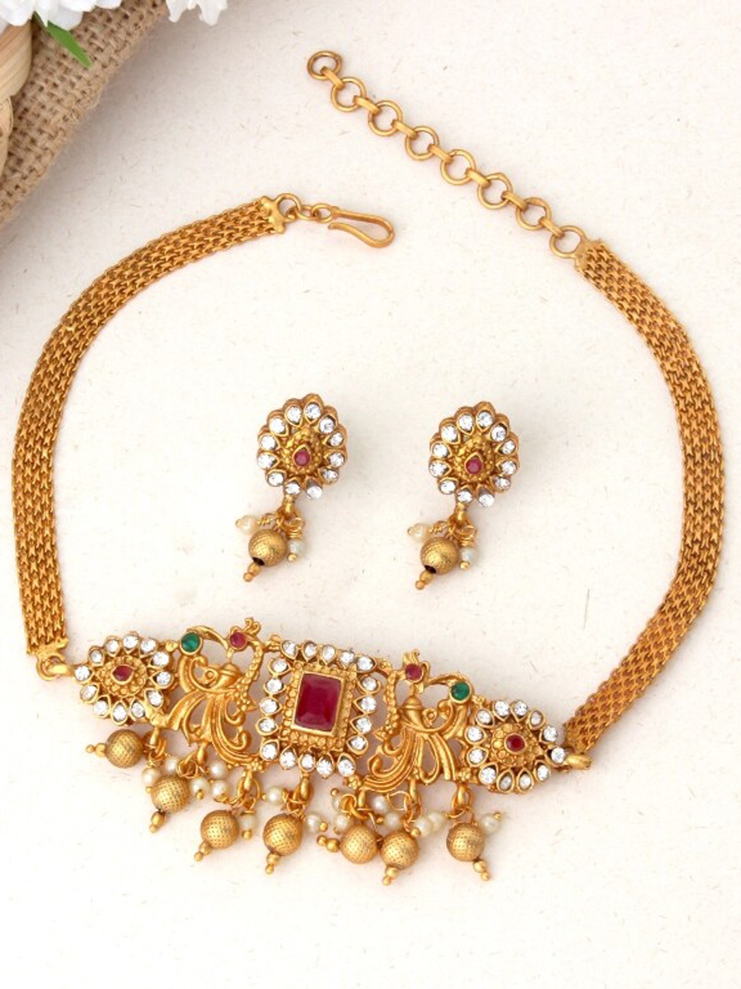 

Atasi International Gold-Plated Stone-Studded Jewellery Set