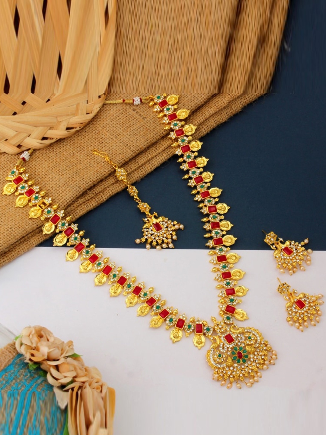 

Atasi International Gold-Plated Stones Studded Choker Jewellery Set
