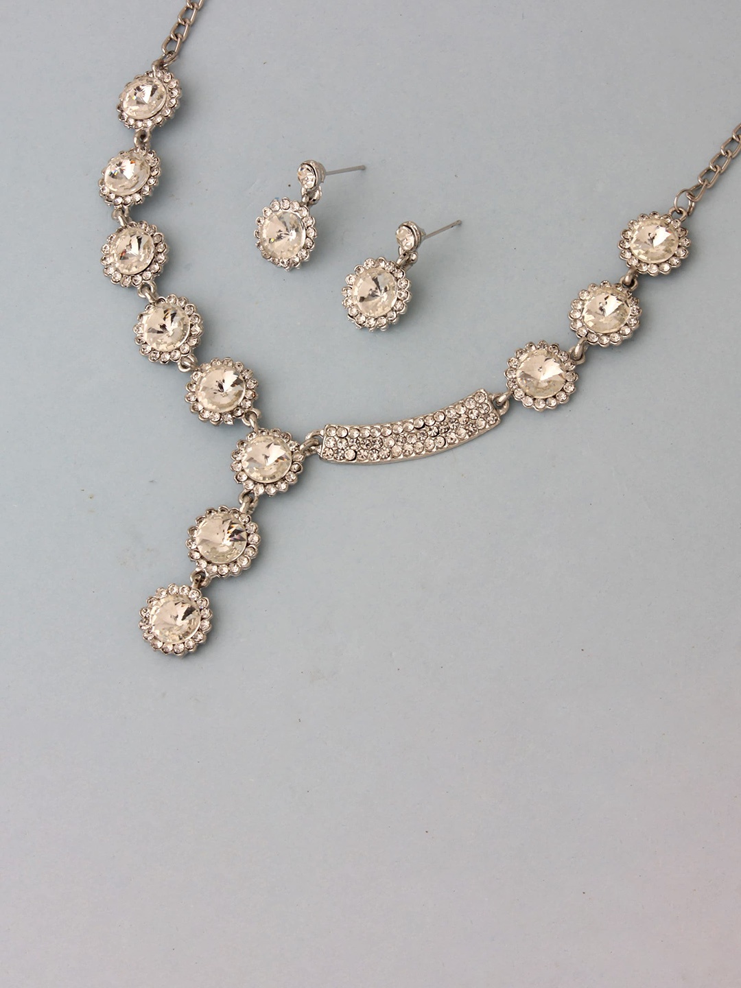

Atasi International Silver-Plated & Crystal Stone Studded Jewellery Set