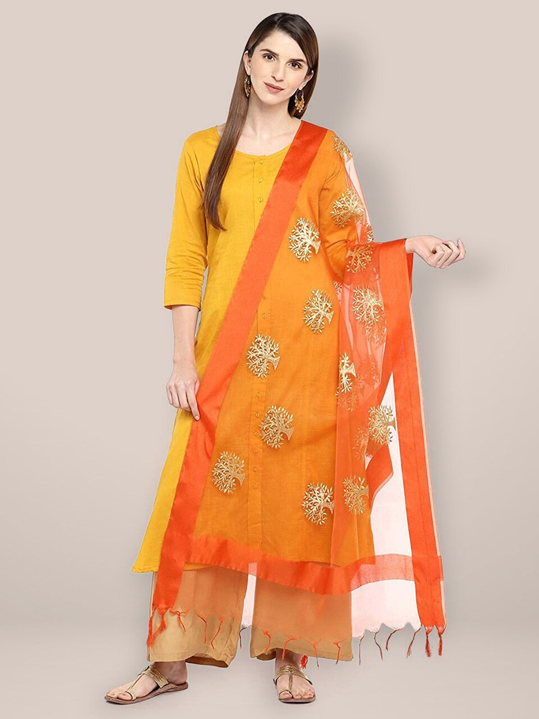 

Dupatta Bazaar Embroidered Organza Dupatta, Orange