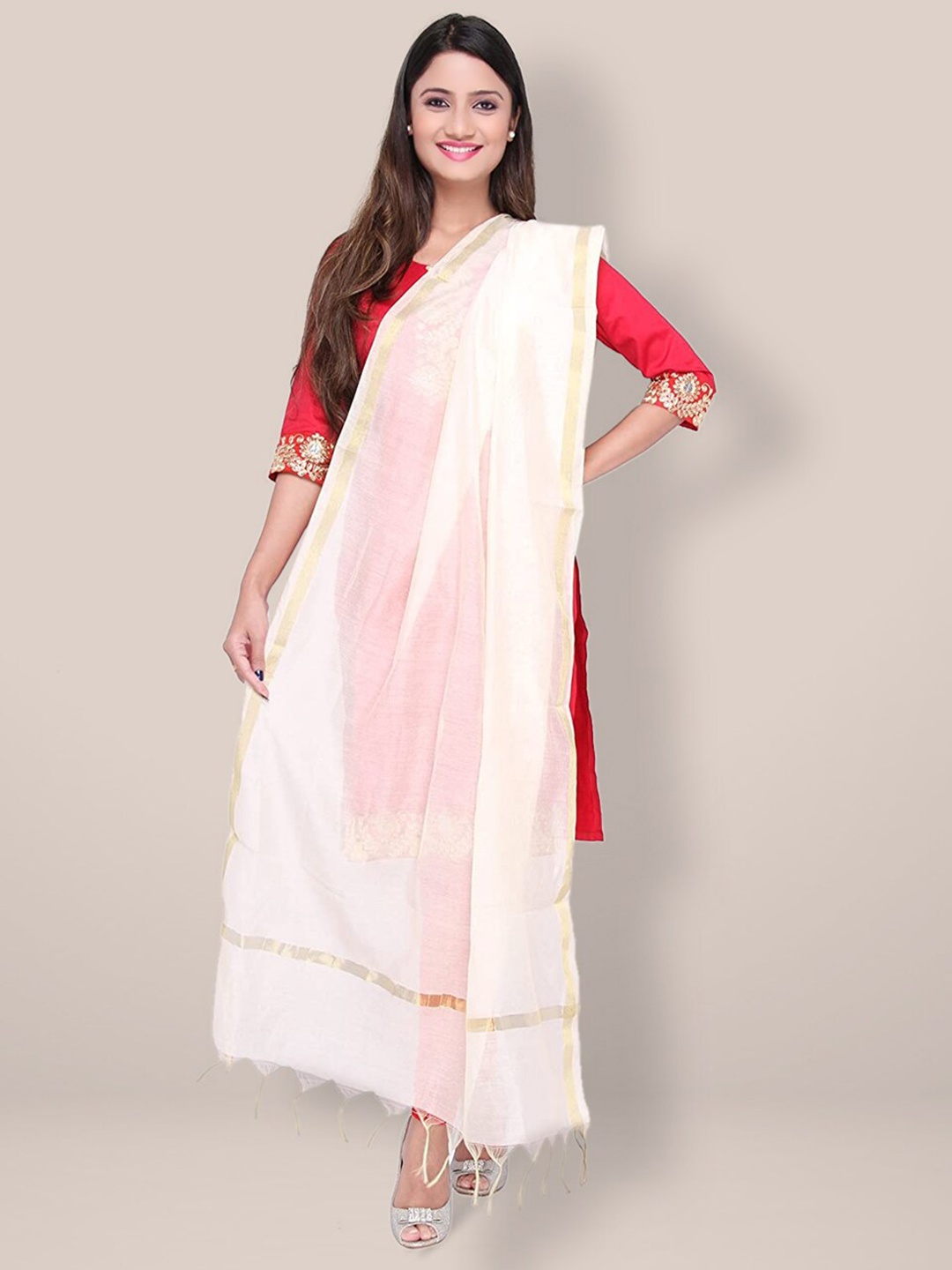 

Dupatta Bazaar Dupatta with Zari, Off white