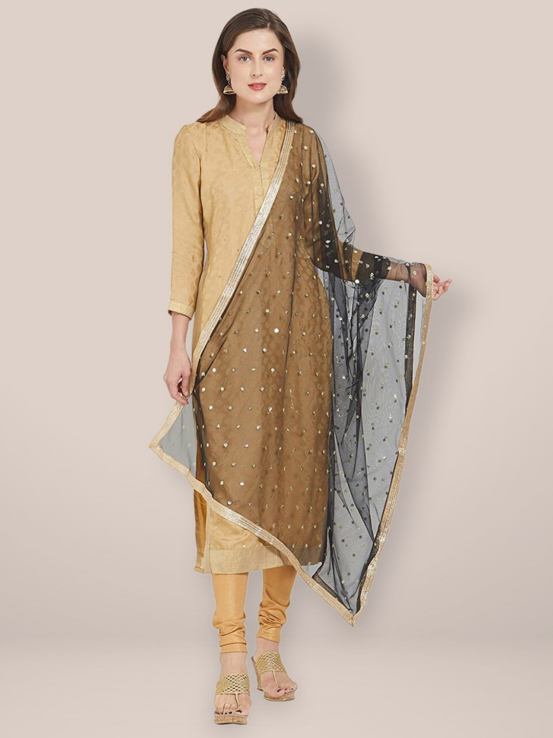

Dupatta Bazaar Embroidered Dupatta with Sequinned, Black