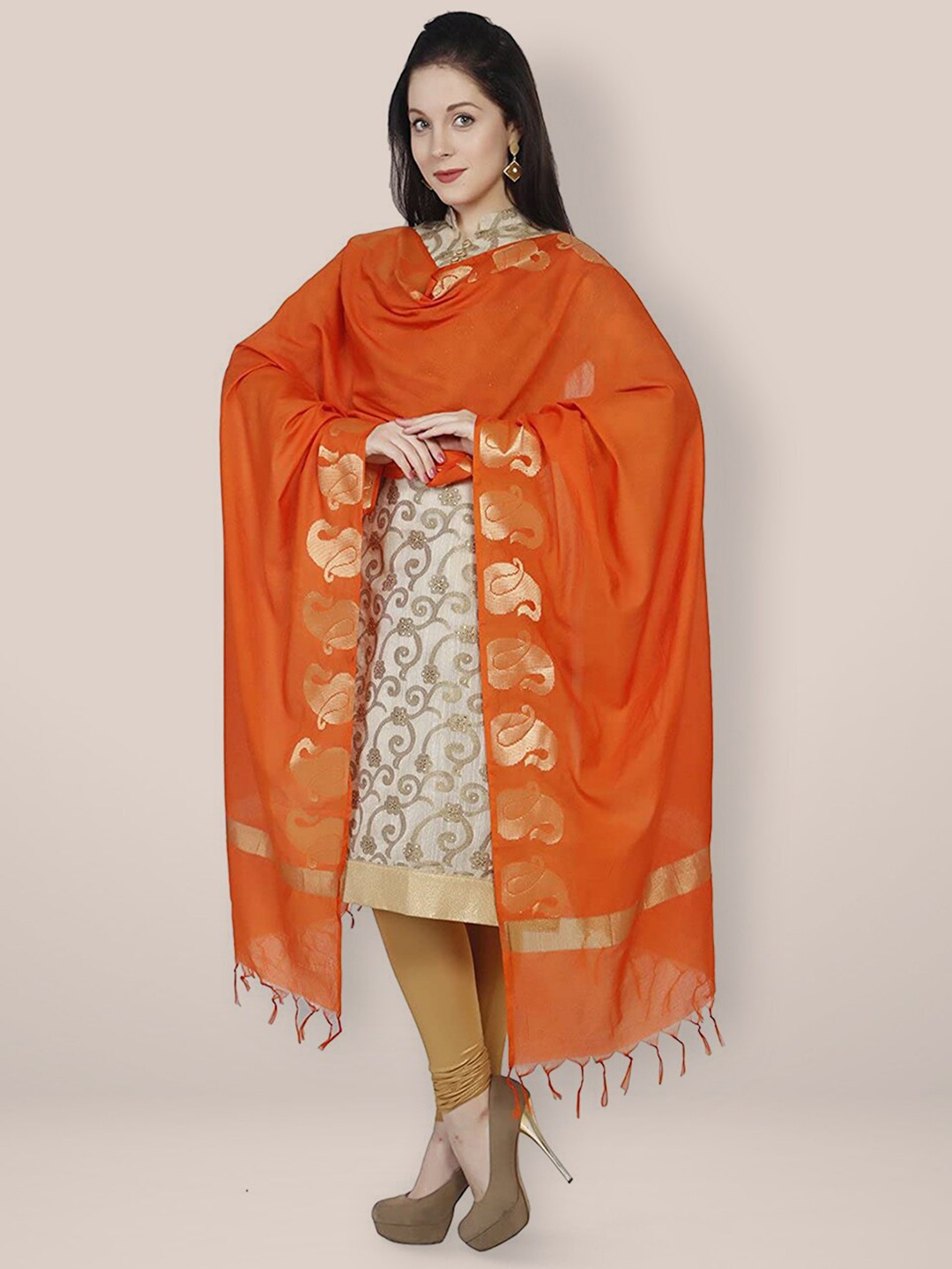 

Dupatta Bazaar Ethnic Motifs Woven Design Dupatta, Orange