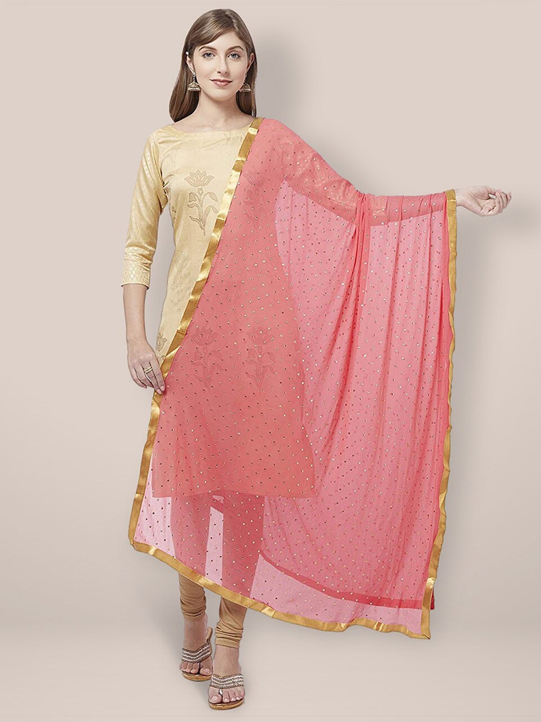 

Dupatta Bazaar Printed Foil Print Dupatta, Peach