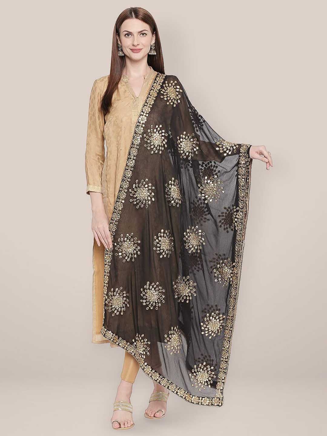 

Dupatta Bazaar Embroidered Dupatta with Gotta Patti, Black