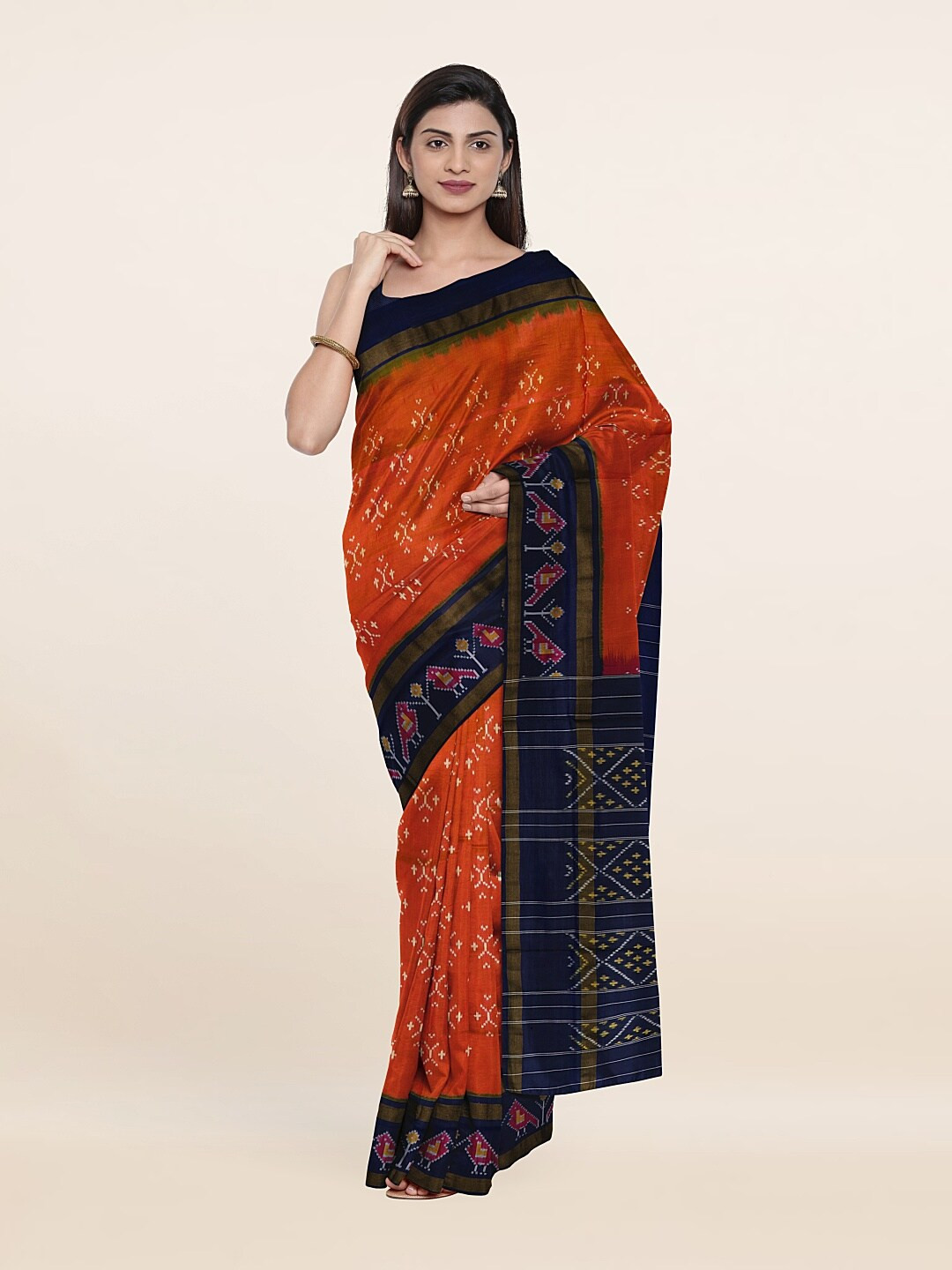 

Pothys Ethnic Motifs Zari Pure Silk Saree, Rust