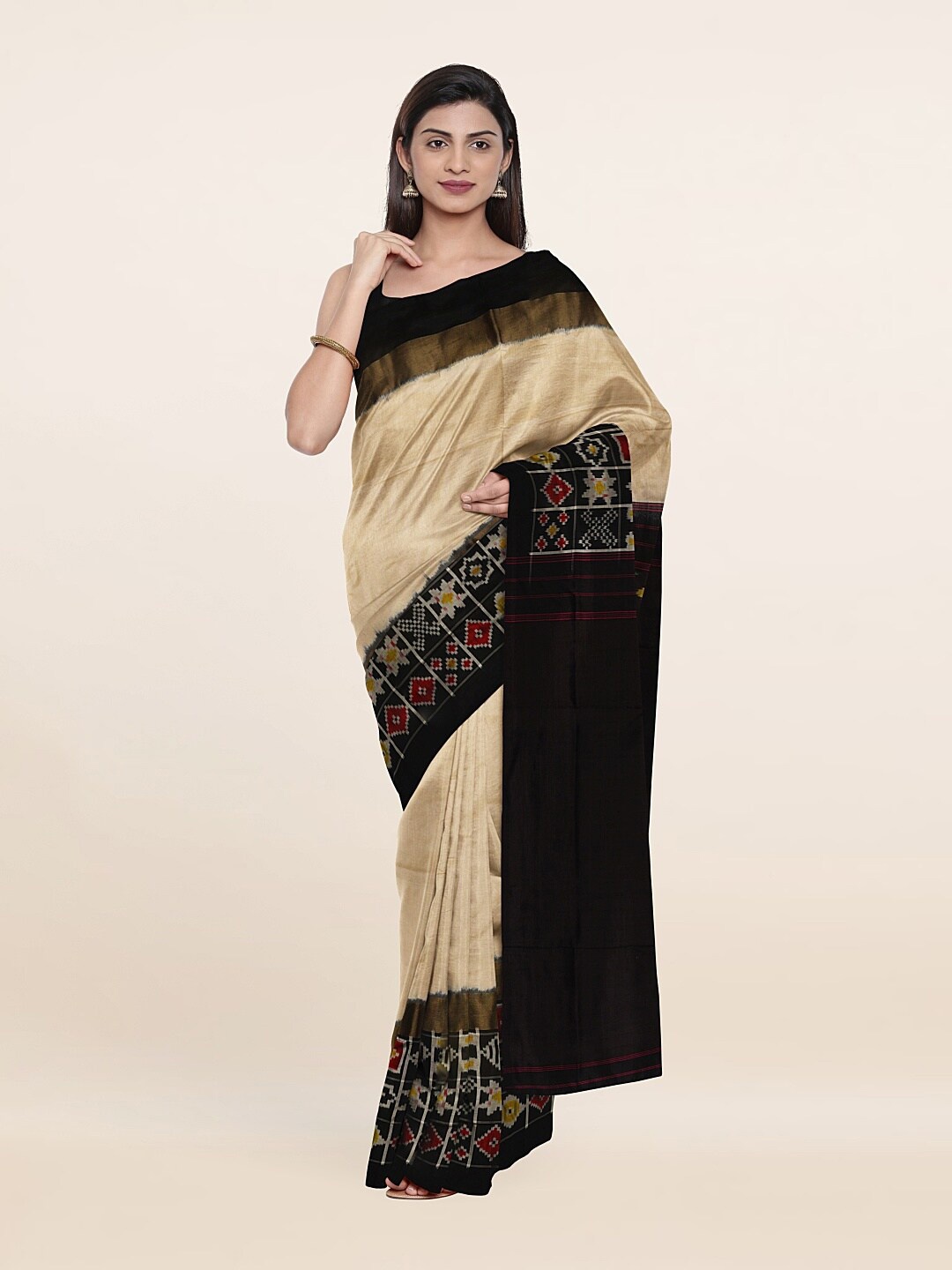 

Pothys Woven Design Zari Pure Silk Saree, Cream