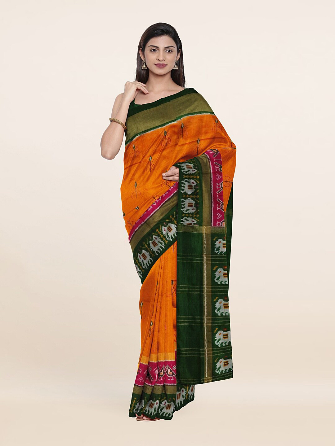 

Pothys Ethnic Motifs Zari Pure Silk Saree, Orange