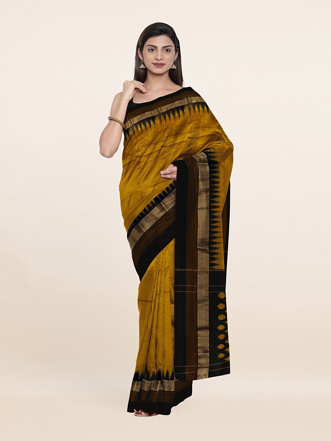

Pothys Printed Geometric Zari Pure Silk Saree, Gold