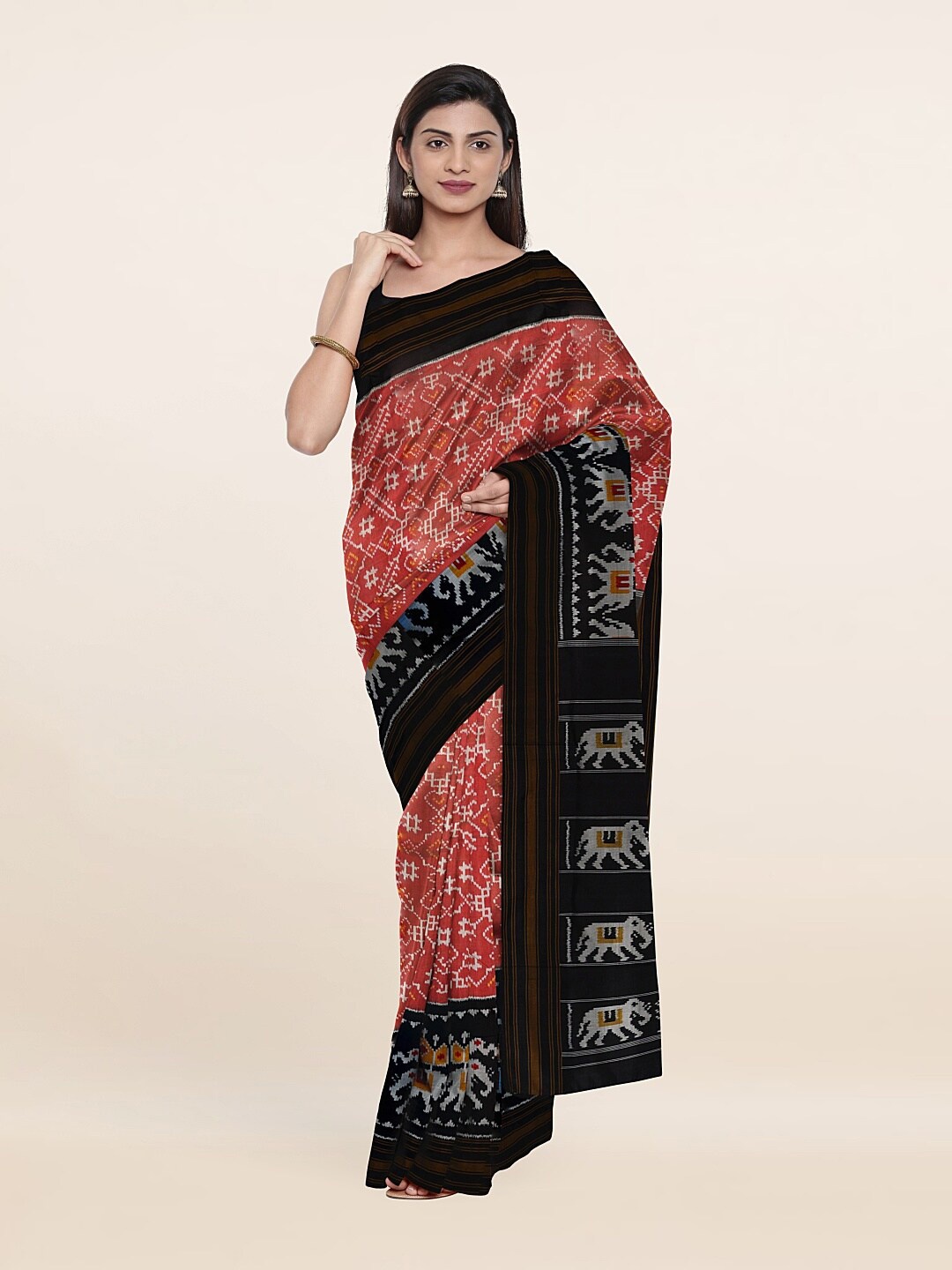 

Pothys Ethnic Motifs Pure Silk Saree, Peach