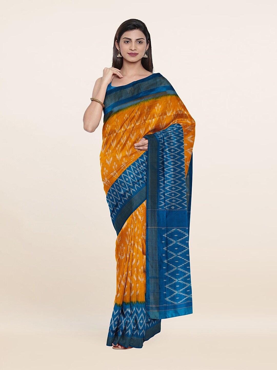 

Pothys Floral Printed Pure Silk Saree, Orange