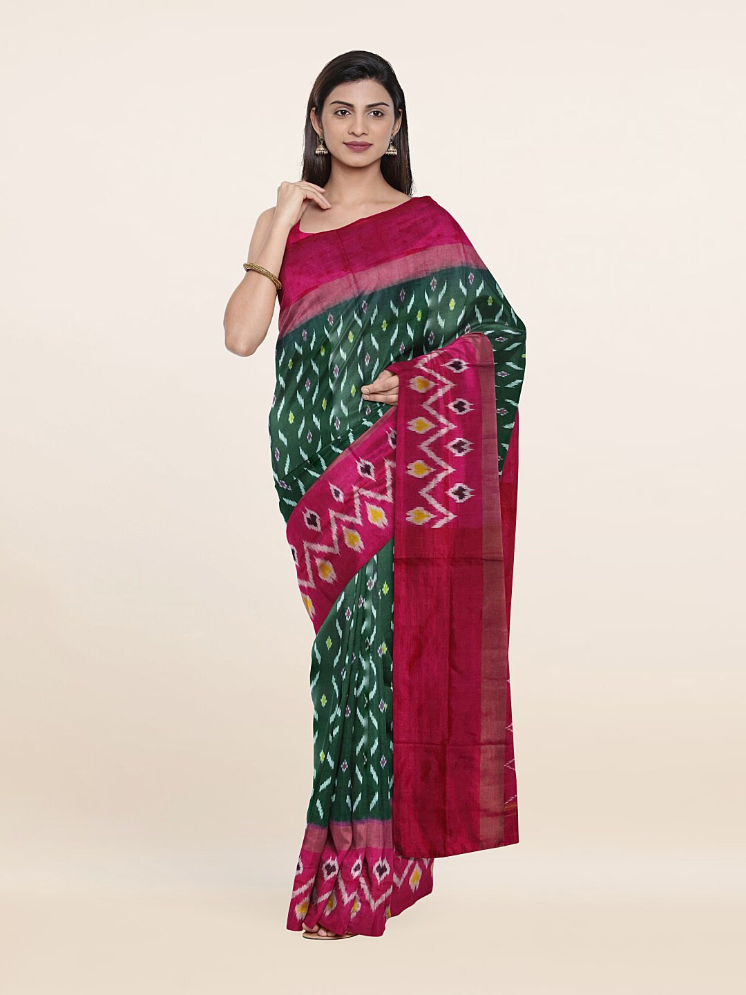 

Pothys Floral Zari Pure Silk Saree, Green