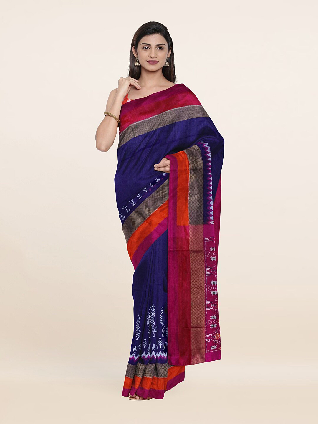 

Pothys Floral Zari Pure Silk Saree, Blue