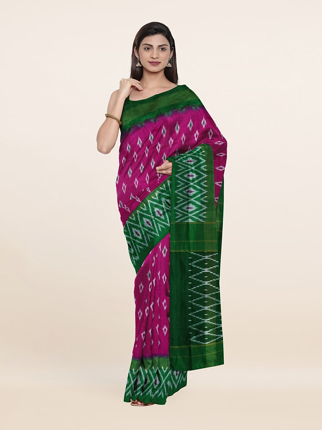 

Pothys Pink & Green Pure Silk Saree