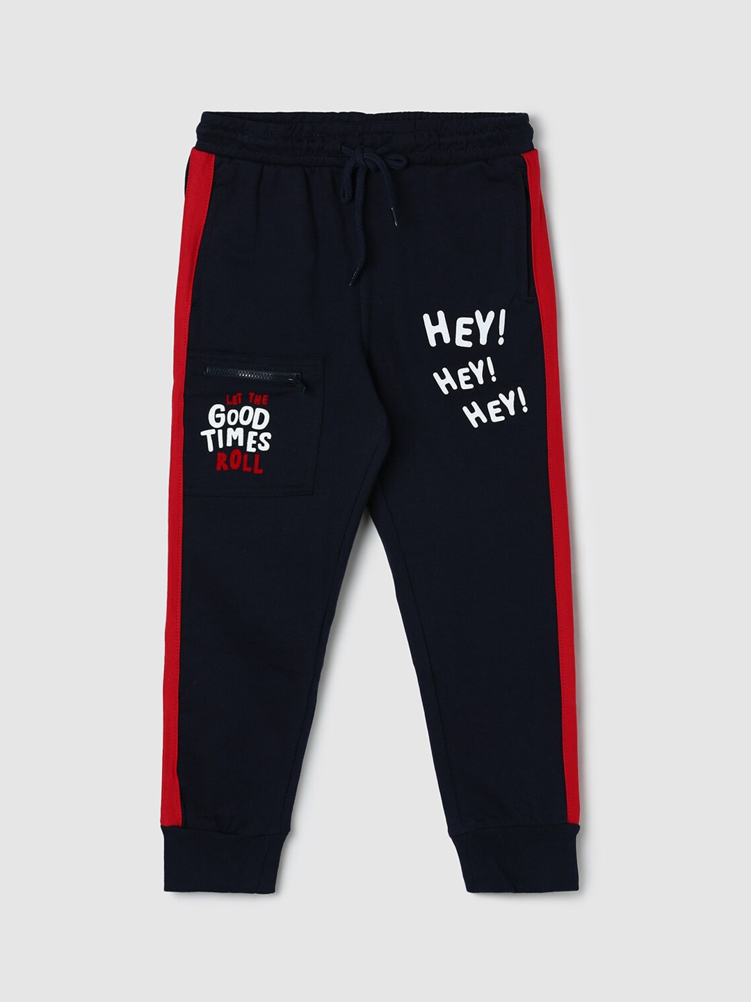 

max Boys Printed Pure Pure Cotton Joggers, Navy blue