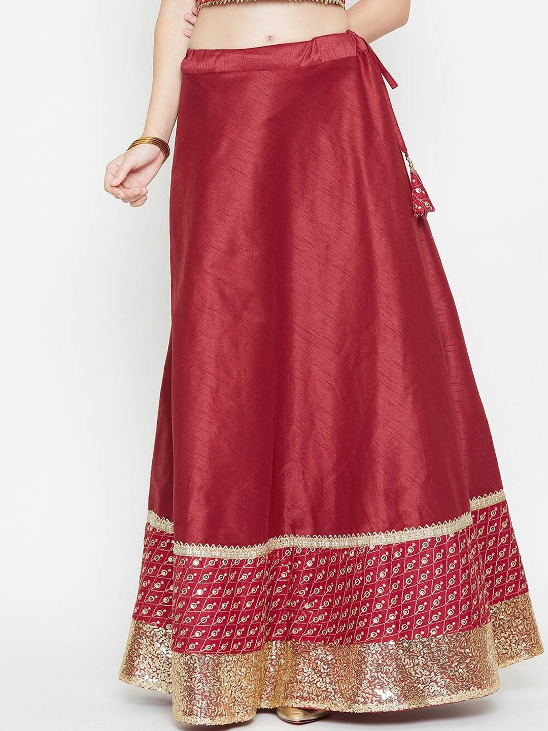 

studio rasa Embellished Flared Maxi Skirts, Maroon