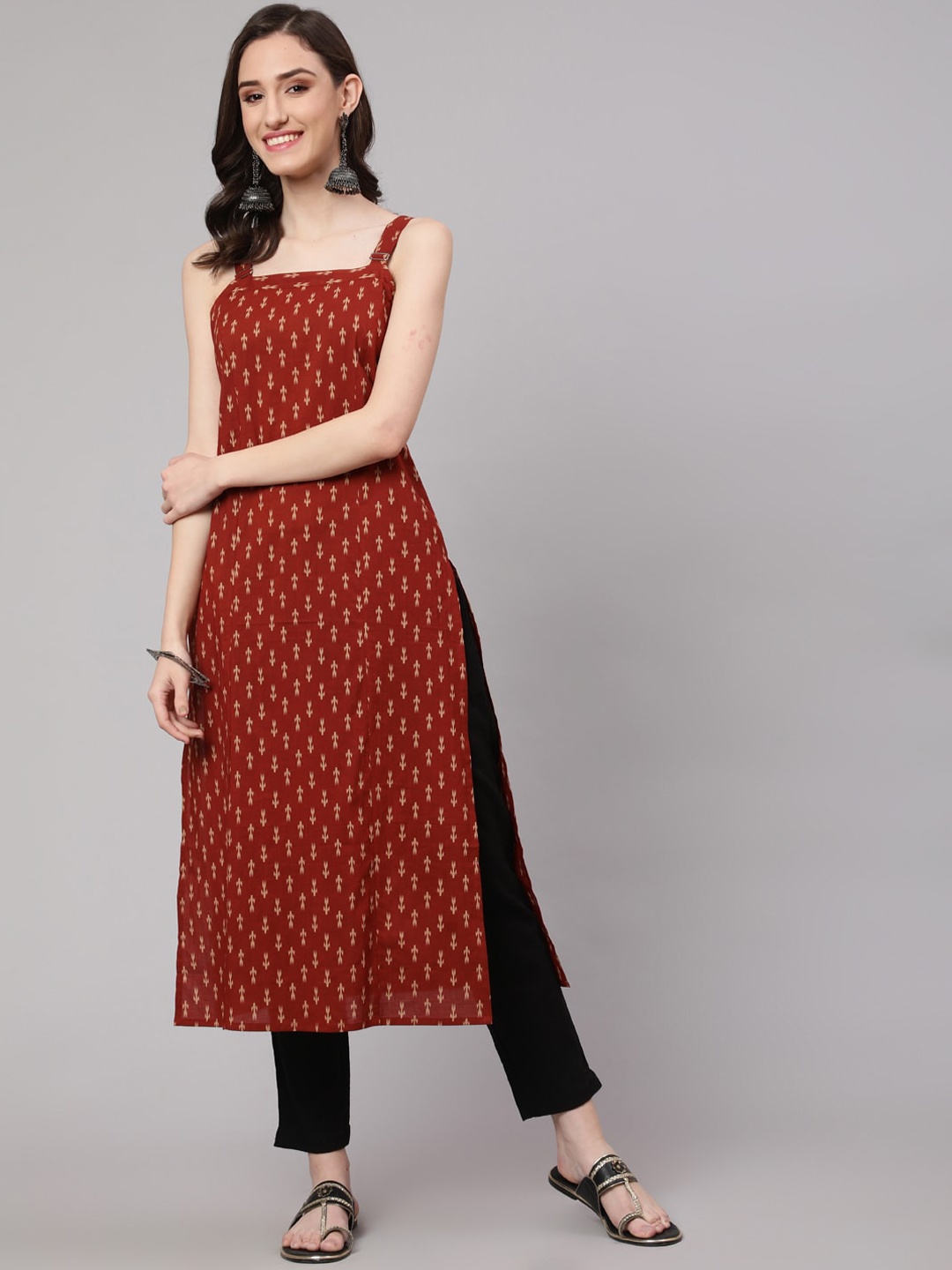 

Nayo Ethnic Motifs Printed Kurta, Rust
